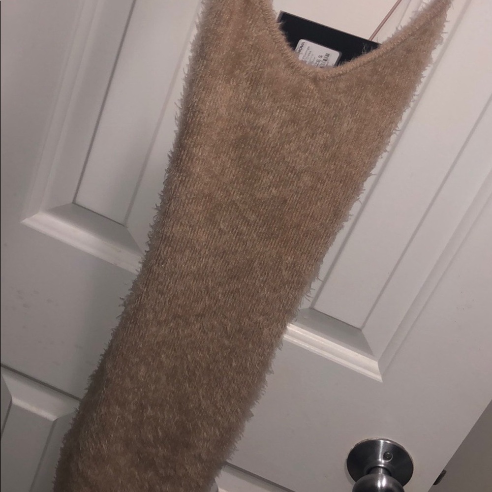 Fashion nova fuzzy taupe dress